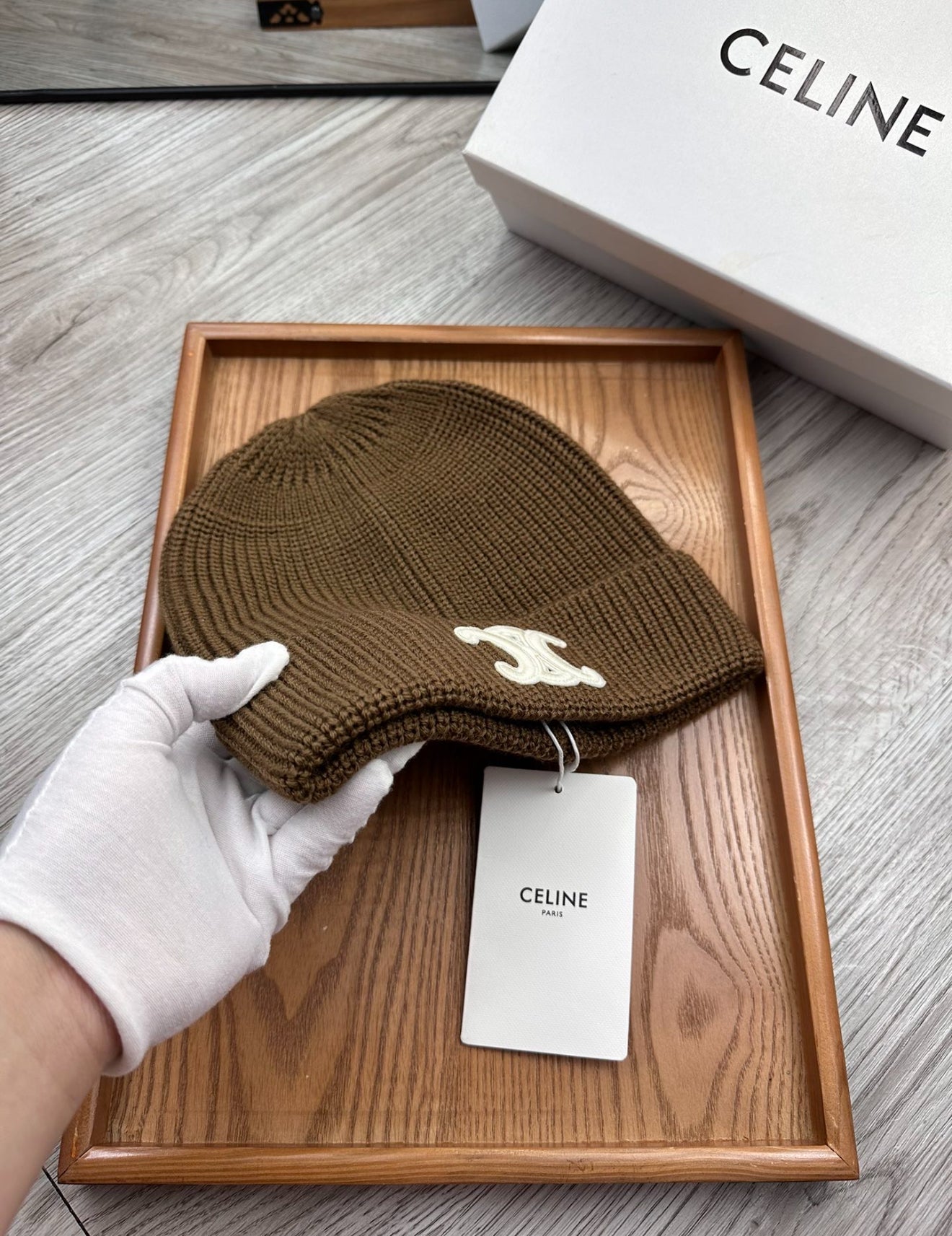 CELINE BEANIE HAT BROWN